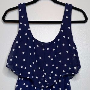 B. Darlin - Navy Blue w/ White Polka Dots Lace Mid